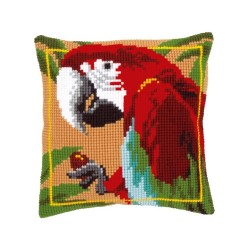 Cross stitch cushion kit Red macaw