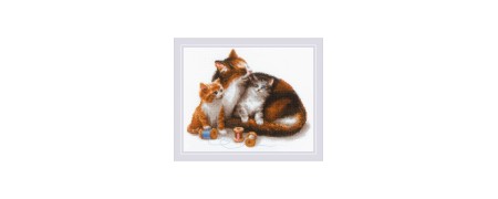 Embroidery kits with cats